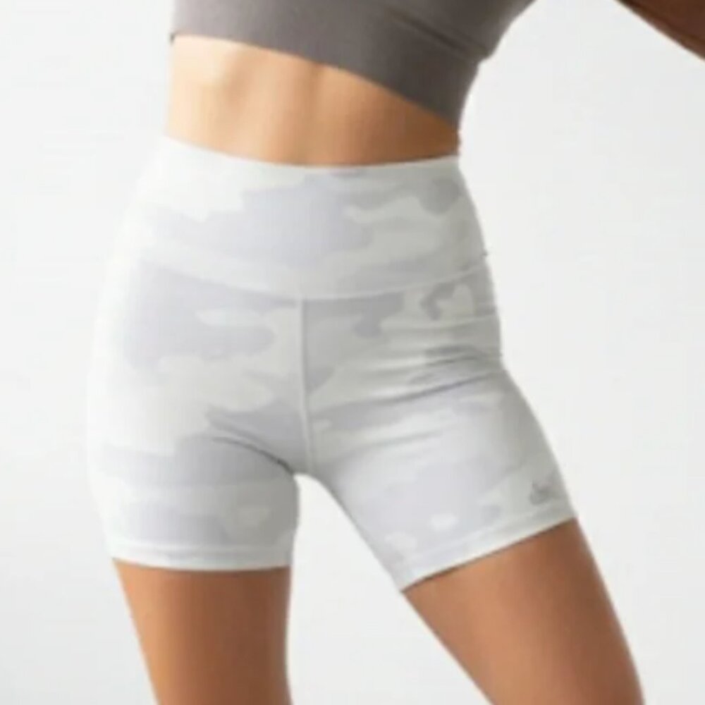 Alo Gray Camo Bike Shorts